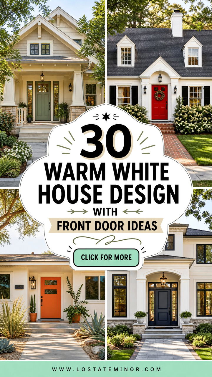 30 Warm White House Design With Front Door Ideas Curb Appeal - 30 Warm White House Design With Front Door Ideas: Curb Appeal
