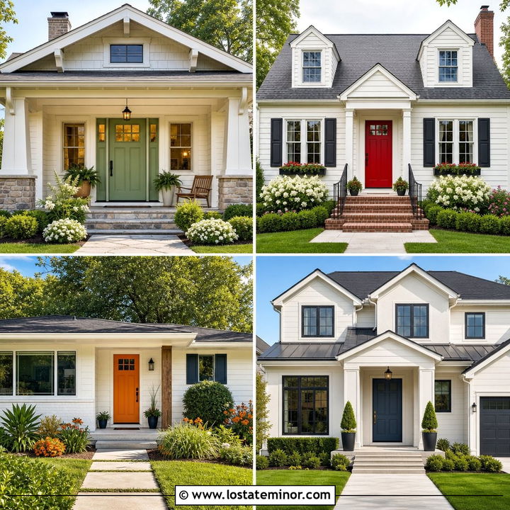 30 Warm White House Design With Front Door Ideas: Curb Appeal