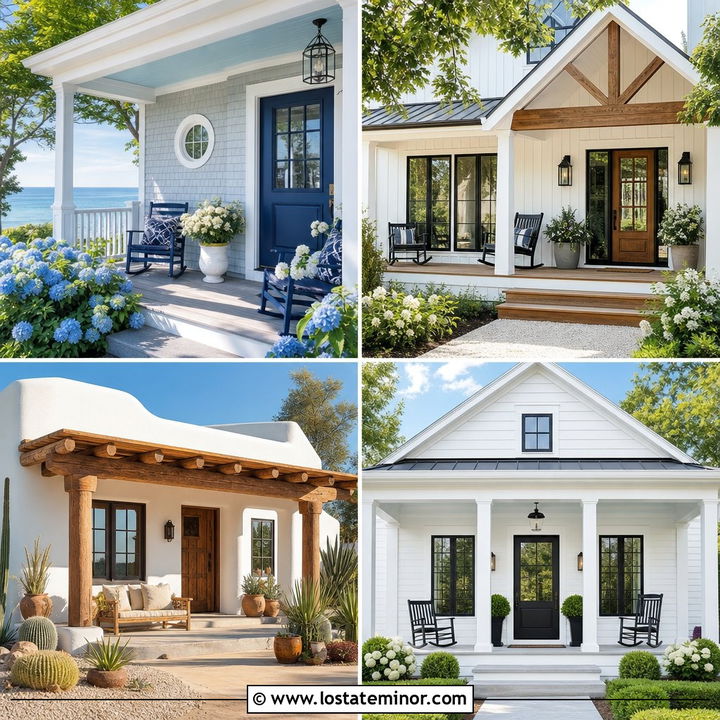 30 Warm White House Design With Front Porch Ideas: Fresh Looks