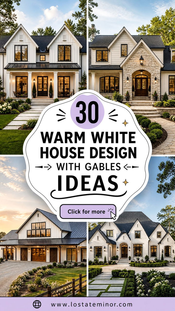 30 Warm White House Design With Gables Ideas Fresh Looks - 30 Warm White House Design With Gables Ideas: Fresh Looks