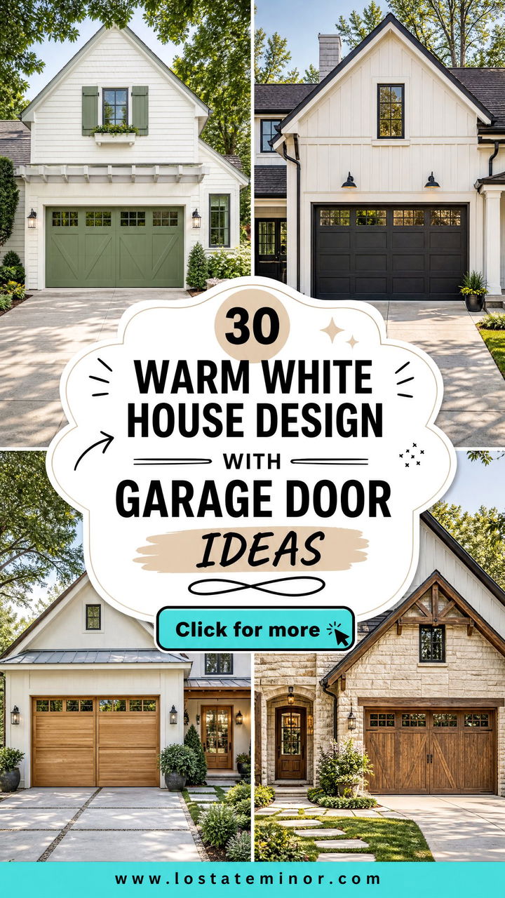 30 Warm White House Design With Garage Door Ideas Curb Appeal - 30 Warm White House Design With Garage Door Ideas: Curb Appeal