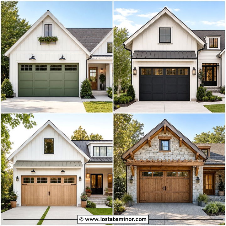 30 Warm White House Design With Garage Door Ideas: Curb Appeal