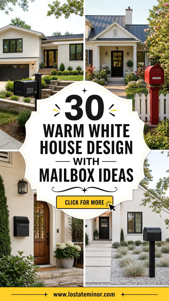 30 Warm White House Design With Mailbox Ideas Curb Appeal - 30 Warm White House Design With Mailbox Ideas: Curb Appeal