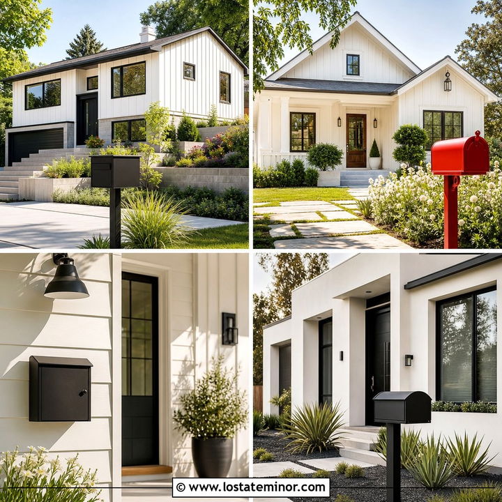 30 Warm White House Design With Mailbox Ideas: Curb Appeal