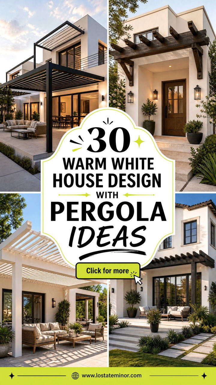 30 Warm White House Design With Pergola Ideas Fresh Looks - 30 Warm White House Design With Pergola Ideas: Fresh Looks