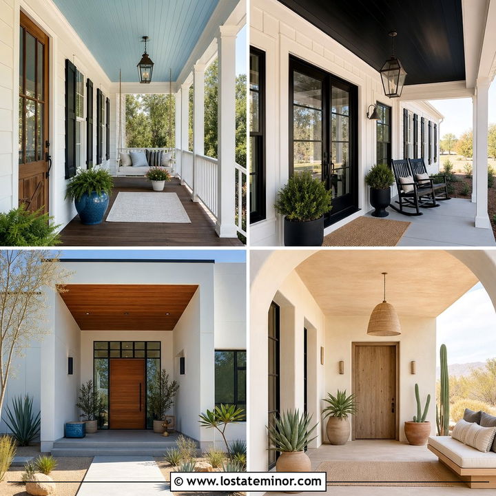 30 Warm White House Design With Porch Ceiling Ideas: Top Picks