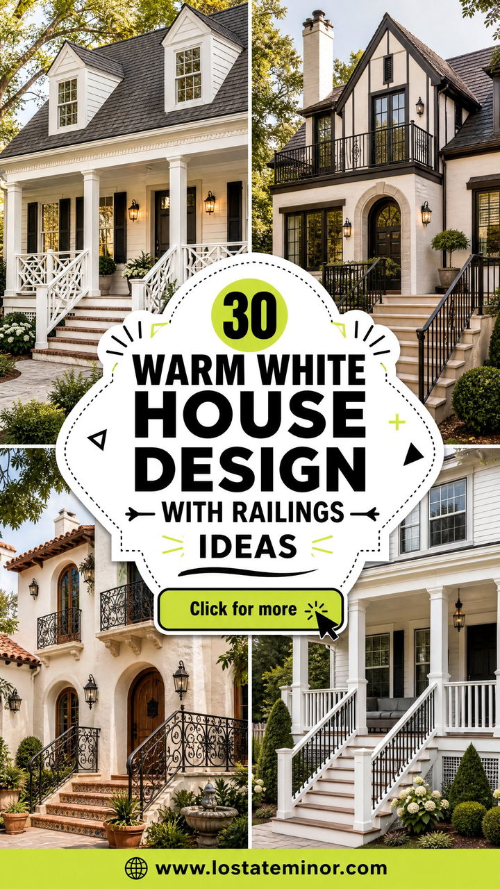 30 Warm White House Design With Railings Ideas Fresh Looks - 30 Warm White House Design With Railings Ideas: Fresh Looks