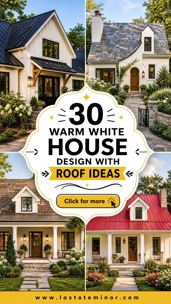 30 Warm White House Design With Roof Ideas For Dreamy Exteriors - 30 Warm White House Design With Roof Ideas For Dreamy Exteriors