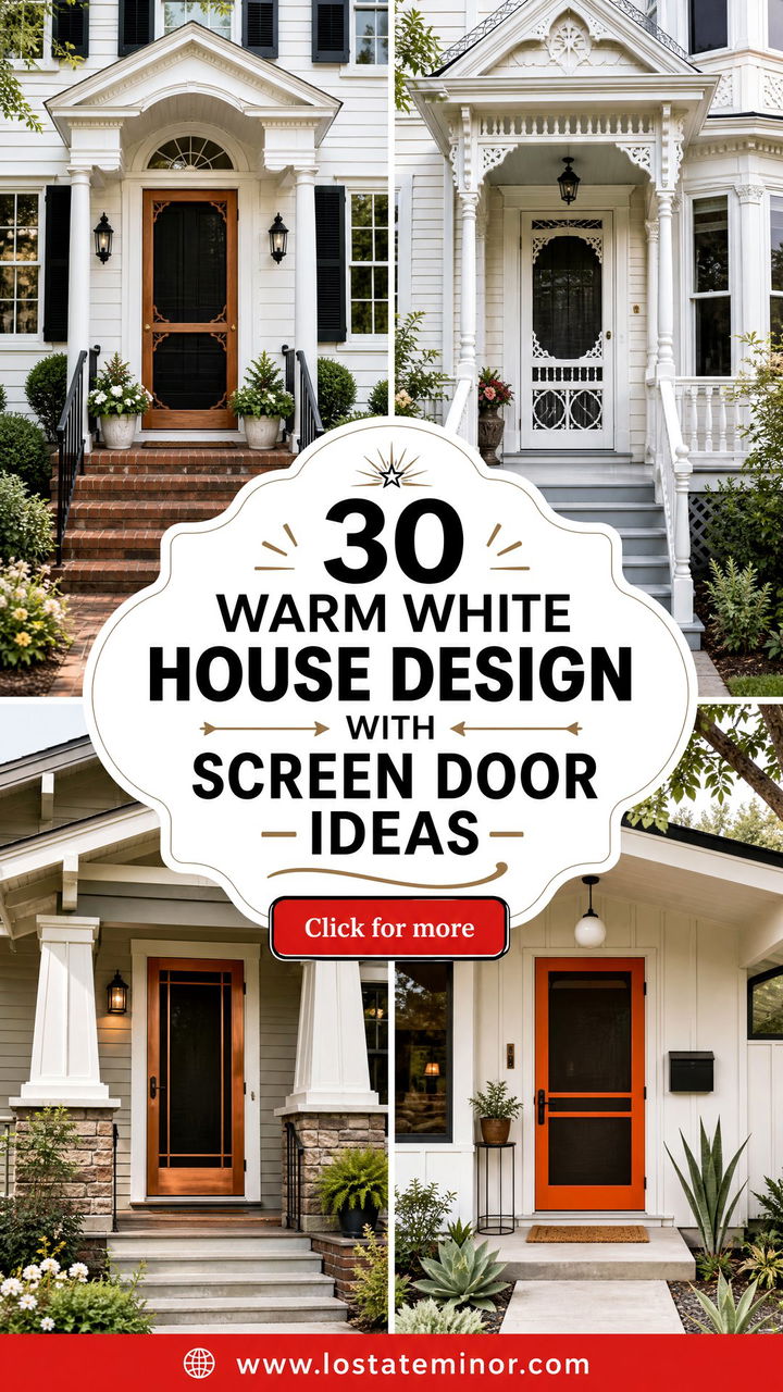 30 Warm White House Design With Screen Door Ideas Curb Appeal - 30 Warm White House Design With Screen Door Ideas: Curb Appeal