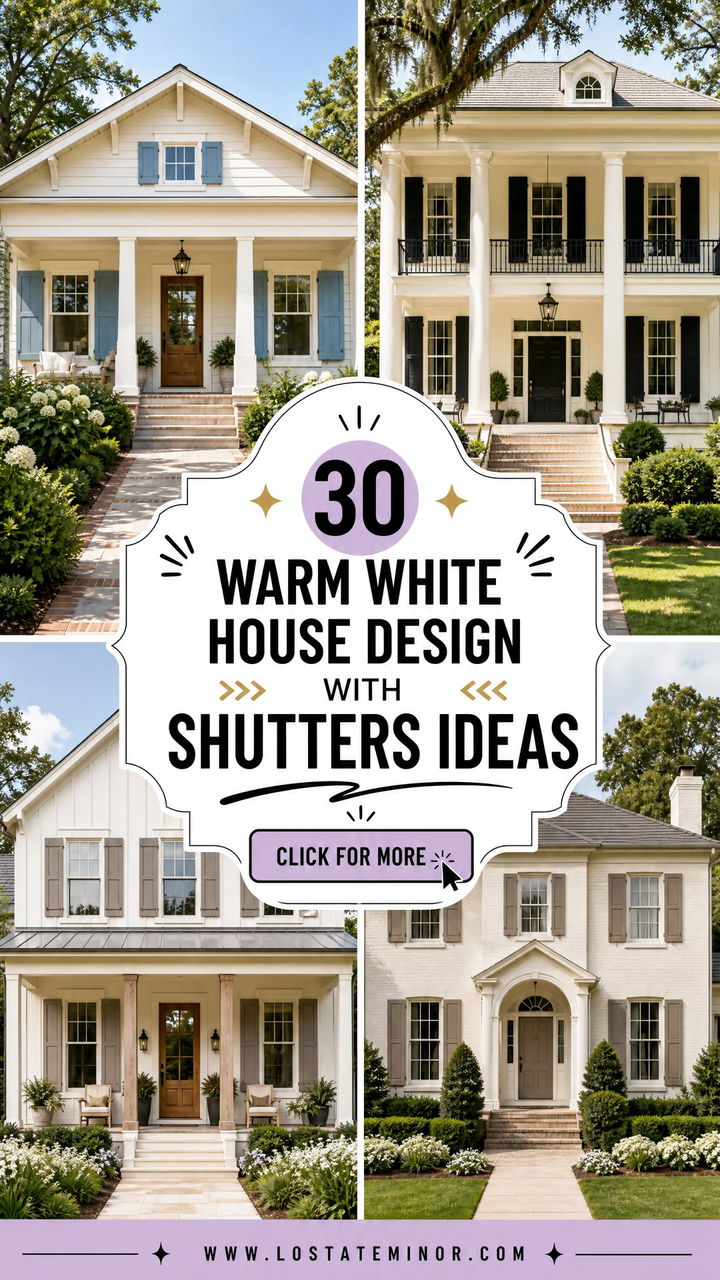 30 Warm White House Design With Shutters Ideas Fresh Looks - 30 Warm White House Design With Shutters Ideas: Fresh Looks