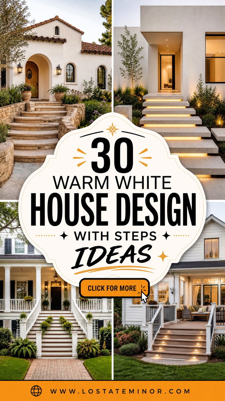 30 Warm White House Design With Steps Ideas for a Welcoming Entry - 30 Warm White House Design With Steps Ideas for a Welcoming Entry