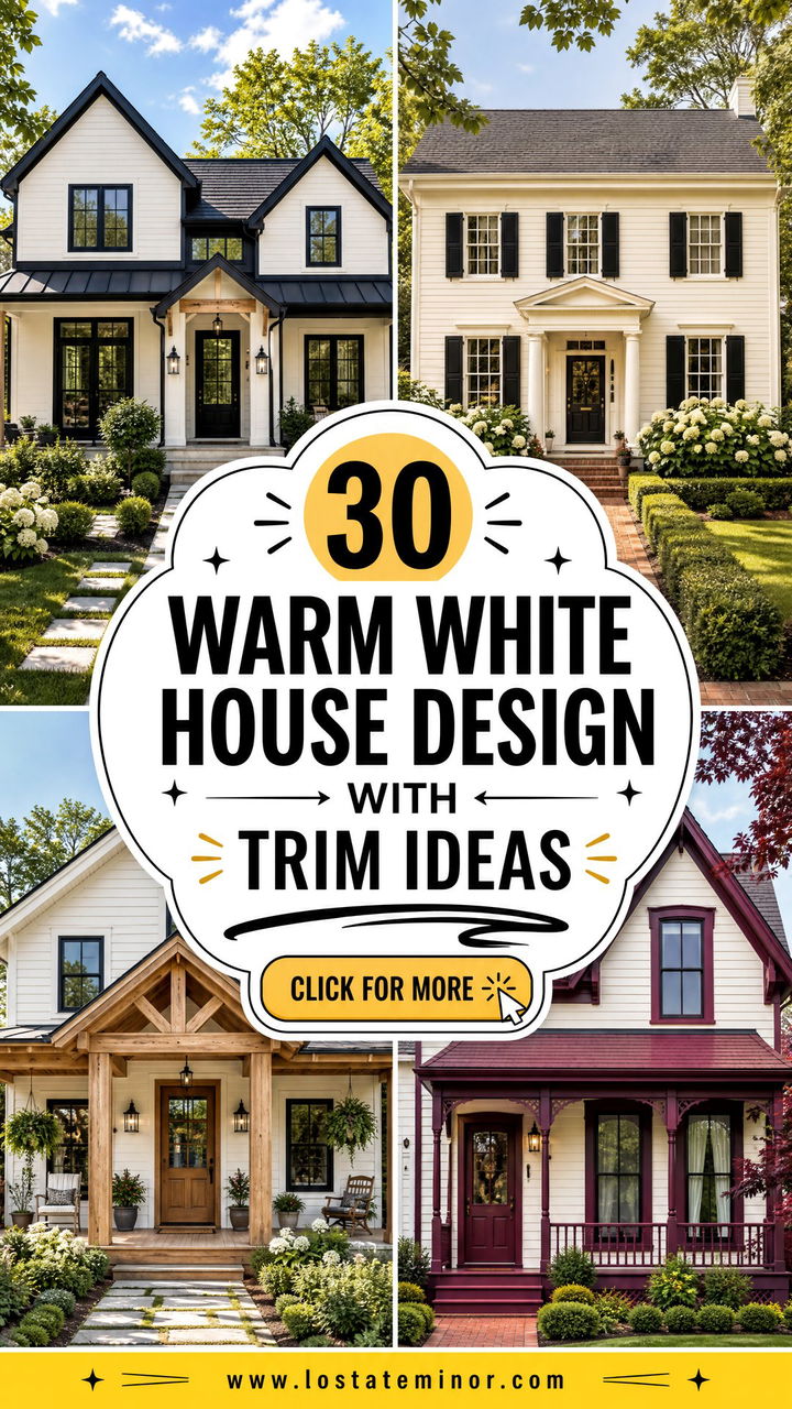 30 Warm White House Design With Trim Ideas That Boost Curb Appeal - 30 Warm White House Design With Trim Ideas That Boost Curb Appeal