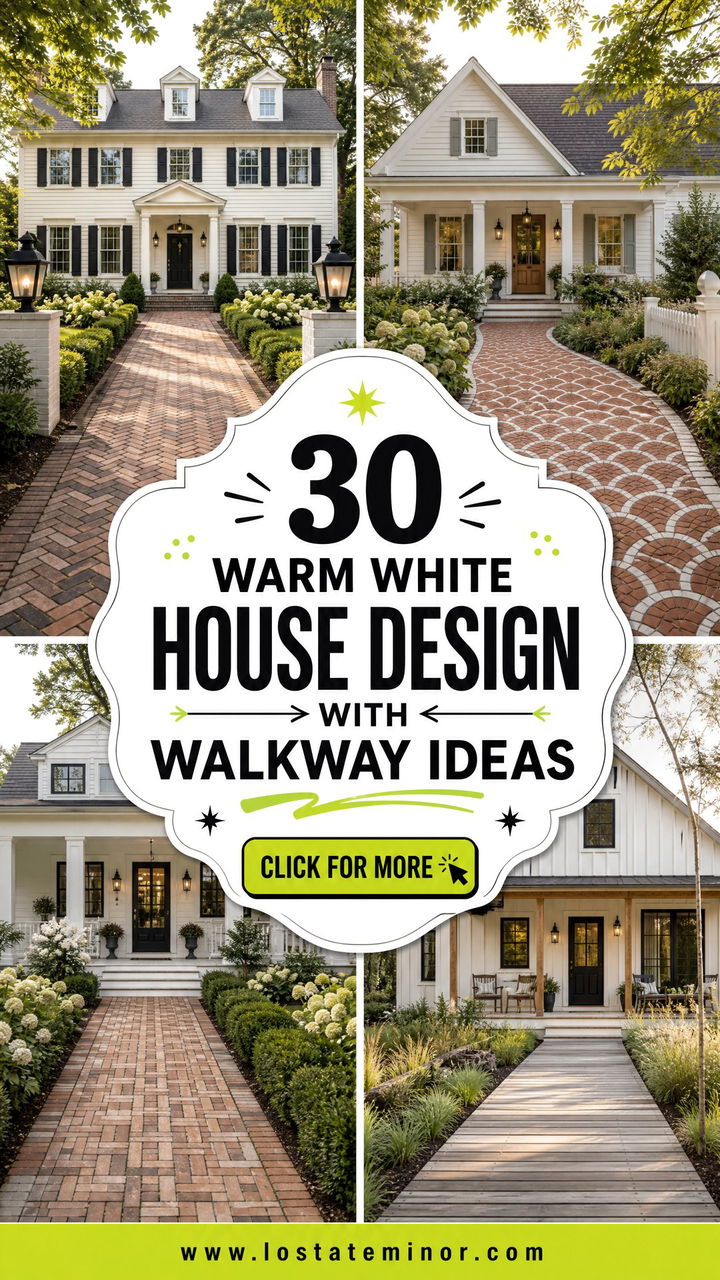 30 Warm White House Design With Walkway Ideas That Welcome Guests - 30 Warm White House Design With Walkway Ideas That Welcome Guests