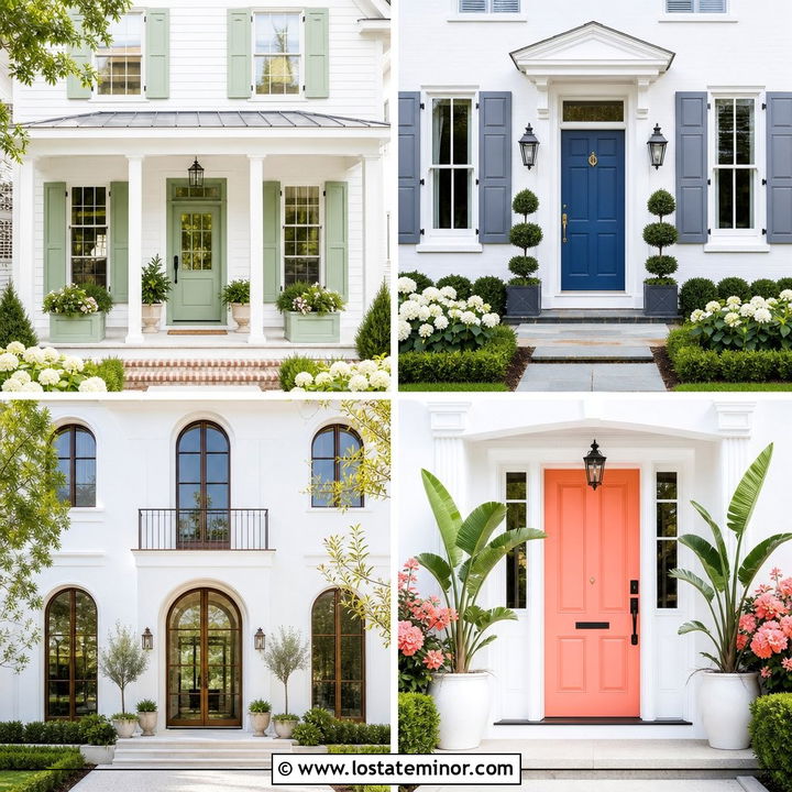 30 White House Design With Accents Ideas for Fresh Curb Appeal