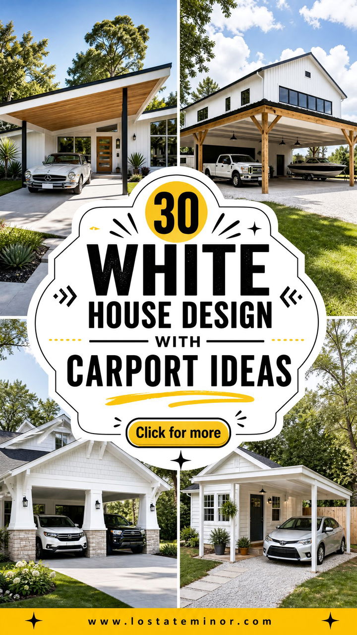 30 White House Design With Carport Ideas for Stylish Parking - 30 White House Design With Carport Ideas for Stylish Parking