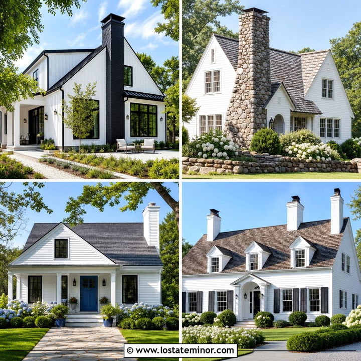30 White House Design With Chimney Ideas for Timeless Curb Appeal