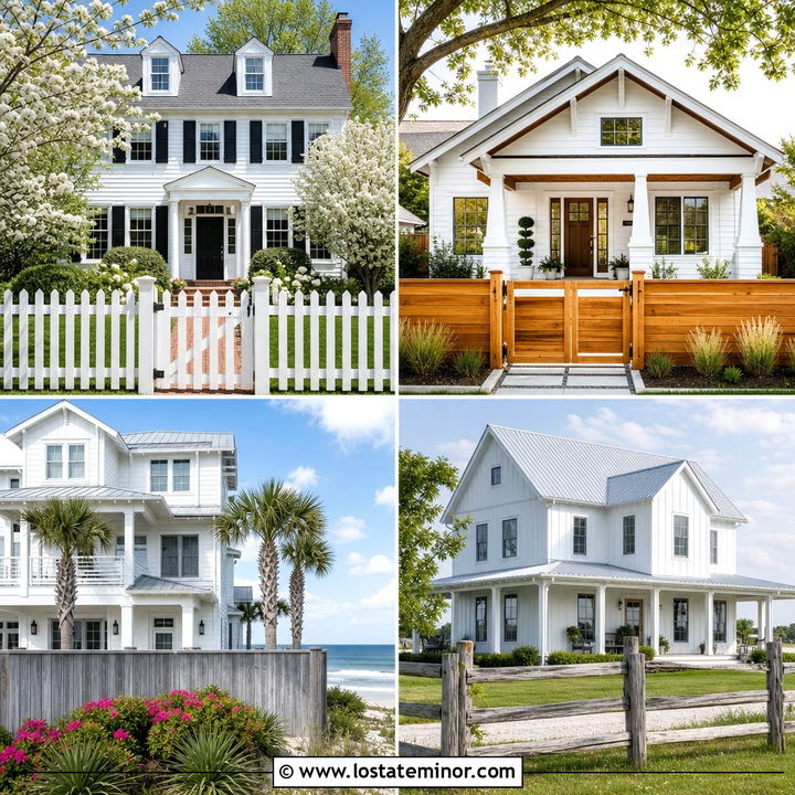 30 White House Design With Fence Ideas for Elevated Curb Appeal