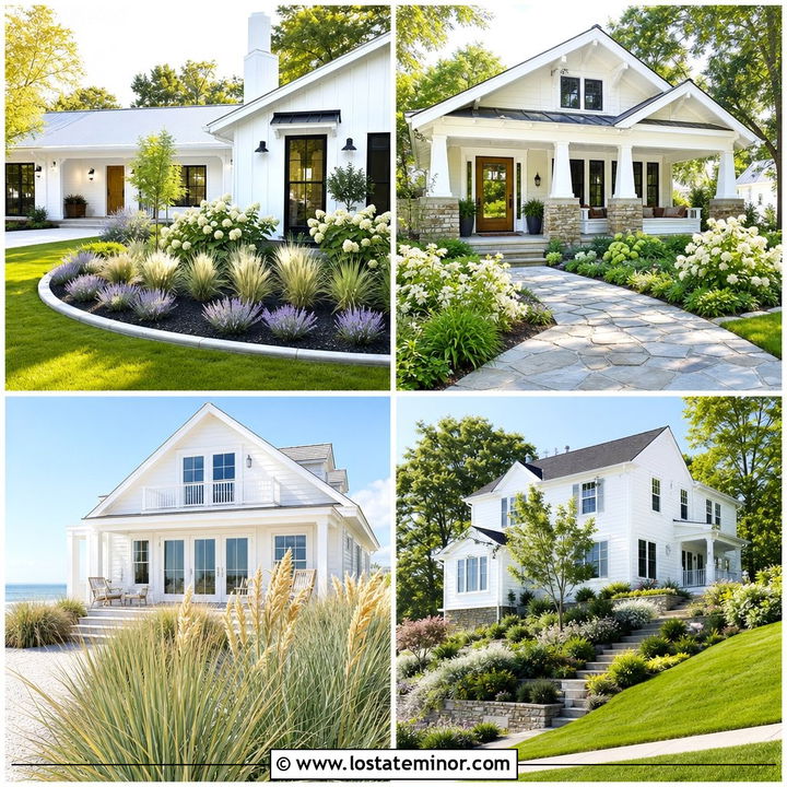 30 White House Design With Front Yard Ideas for Fresh Curb Appeal