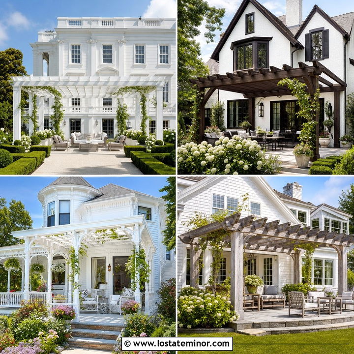 30 White House Design With Pergola Ideas for Chic Outdoor Living