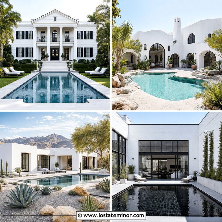 30 White House Design With Swimming Pool Ideas for Summer Living