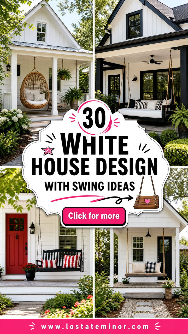 30 White House Design With Swing Ideas for Relaxed Porch Charm - 30 White House Design With Swing Ideas for Relaxed Porch Charm