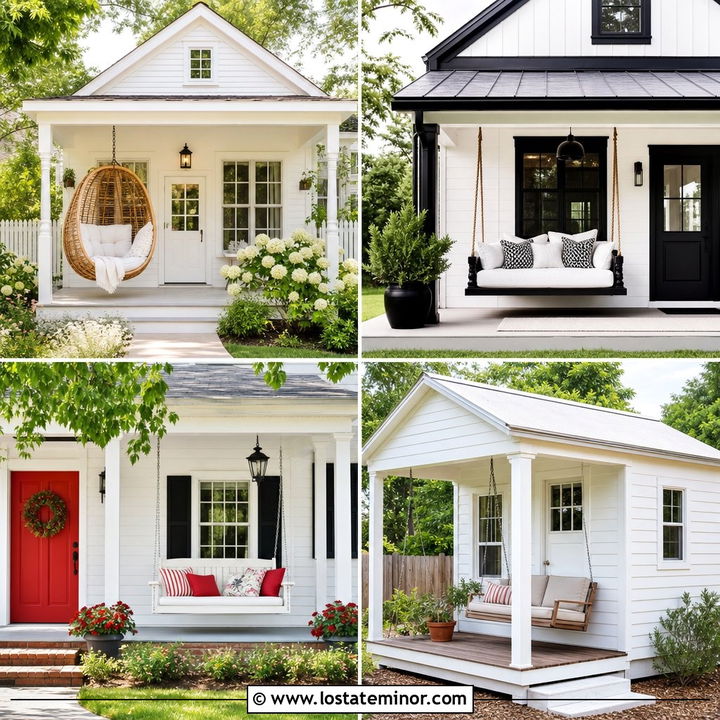 30 White House Design With Swing Ideas for Relaxed Porch Charm