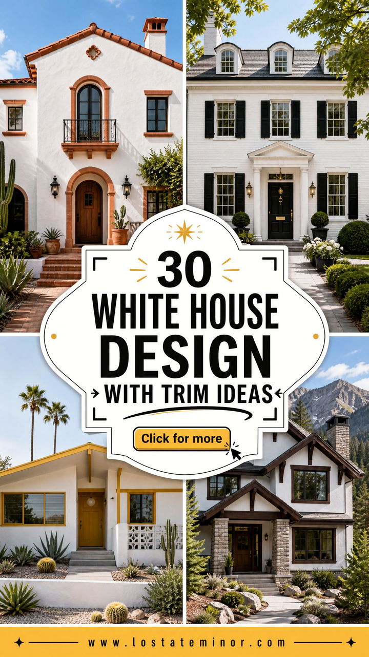 30 White House Design With Trim Ideas for Crisp Curb Appeal - 30 White House Design With Trim Ideas for Crisp Curb Appeal