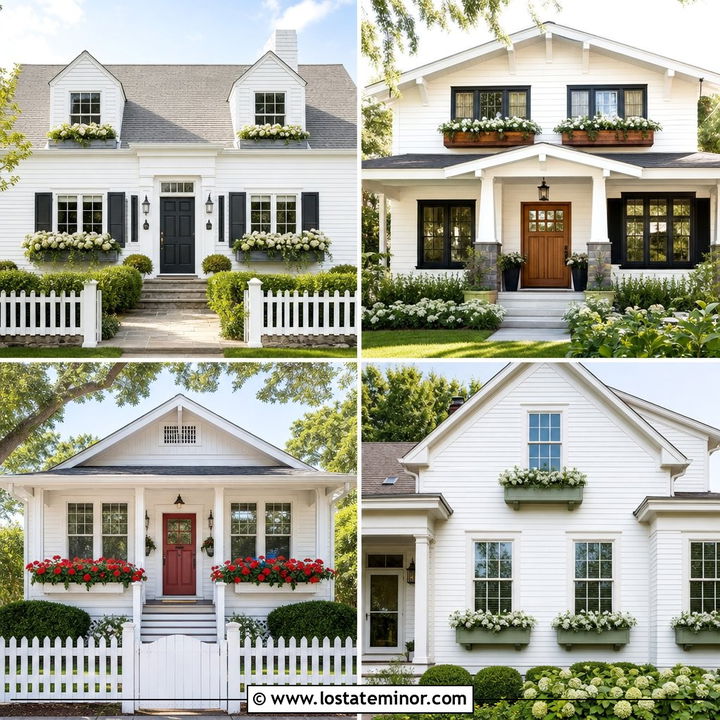 30 White House Design With Window Boxes Ideas for Cottage Charm