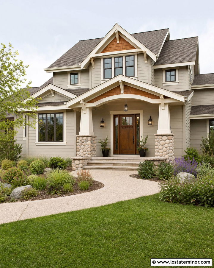 Accessible Beige House With Bronze Sconces - 30 Greige House Design With Light Fixtures Ideas