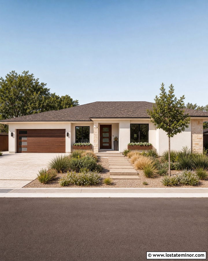 Aesthetic White Modern Ranch With Wood Window Boxes - 30 Warm White House Design With Window Boxes Ideas