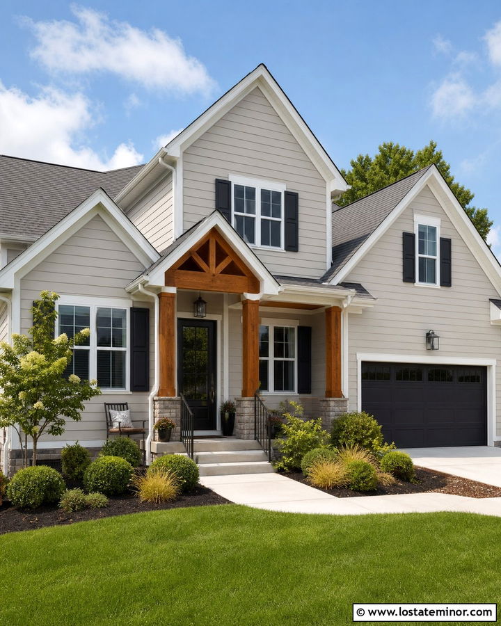 Agreeable Gray House With Black Storm Door - 30 Greige House Design With Storm Door Ideas