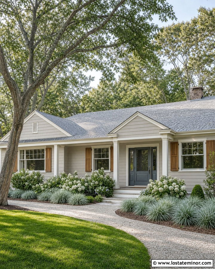 Agreeable Gray House With Blue Gray Storm Door - 30 Greige House Design With Storm Door Ideas