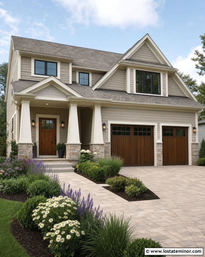 Anew Gray House With Glass Box Sconces - 30 Greige House Design With Light Fixtures Ideas