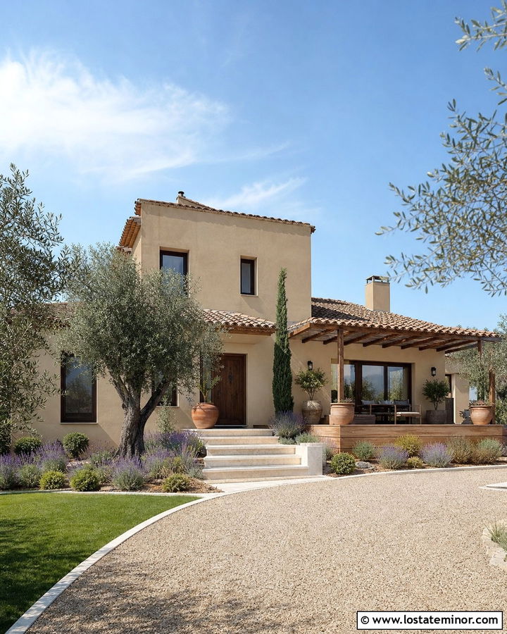 Barcelona Beige Mediterranean House With Teak Deck - 30 Beige House Design With Deck Ideas