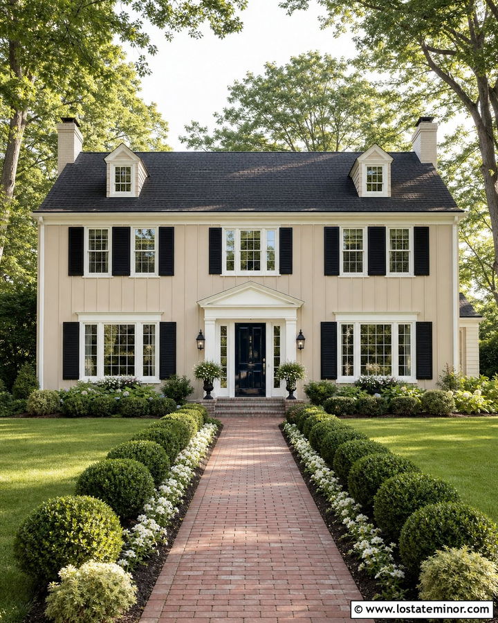 Beige Board And Batten Colonial With White Trim - 30 Beige House Design With Board and Batten Ideas