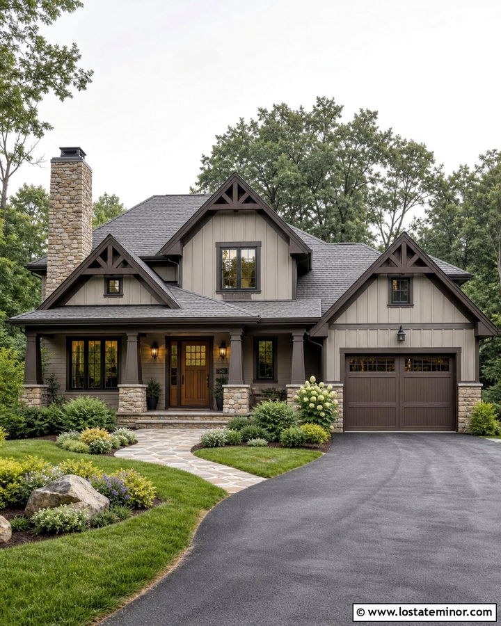 Beige Board And Batten Craftsman With Stone - 30 Beige House Design With Board and Batten Ideas