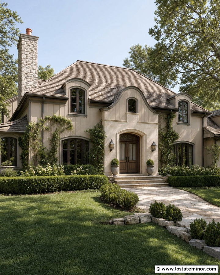 Beige Board And Batten French Country House - 30 Beige House Design With Board and Batten Ideas