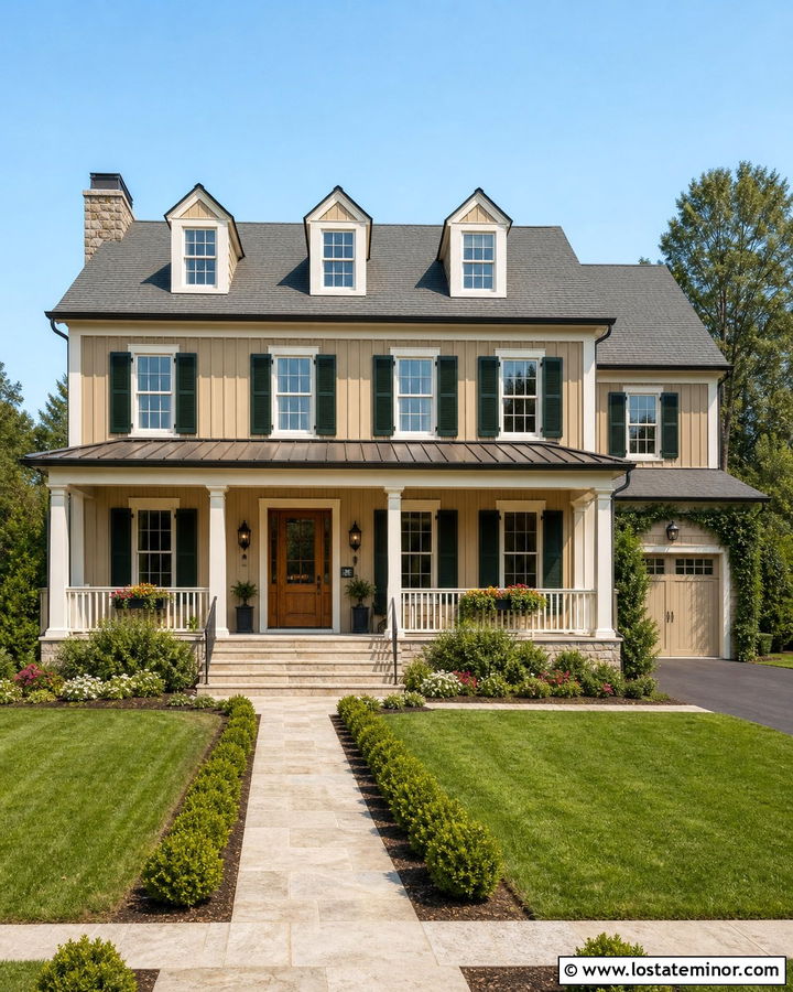 Beige Board And Batten House With White Trim - 30 Beige House Design With Board and Batten Ideas