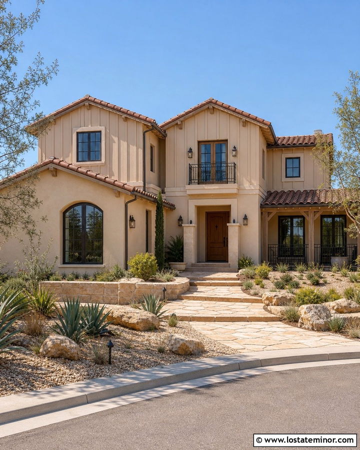 Beige Board And Batten Mediterranean House - 30 Beige House Design With Board and Batten Ideas