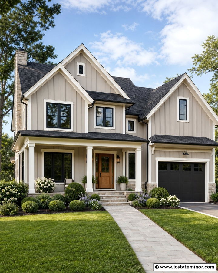 Beige Board And Batten Transitional House - 30 Beige House Design With Board and Batten Ideas