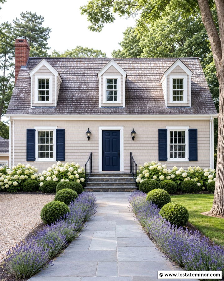 Beige Cape Cod House With Bluestone Steps - 30 Beige House Design With Steps Ideas
