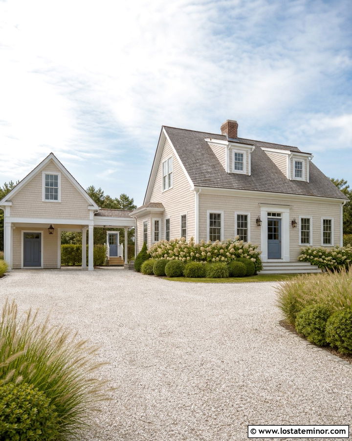 Beige Cape Cod House With Carport Breezeway - 30 Beige House Design With Carport Ideas