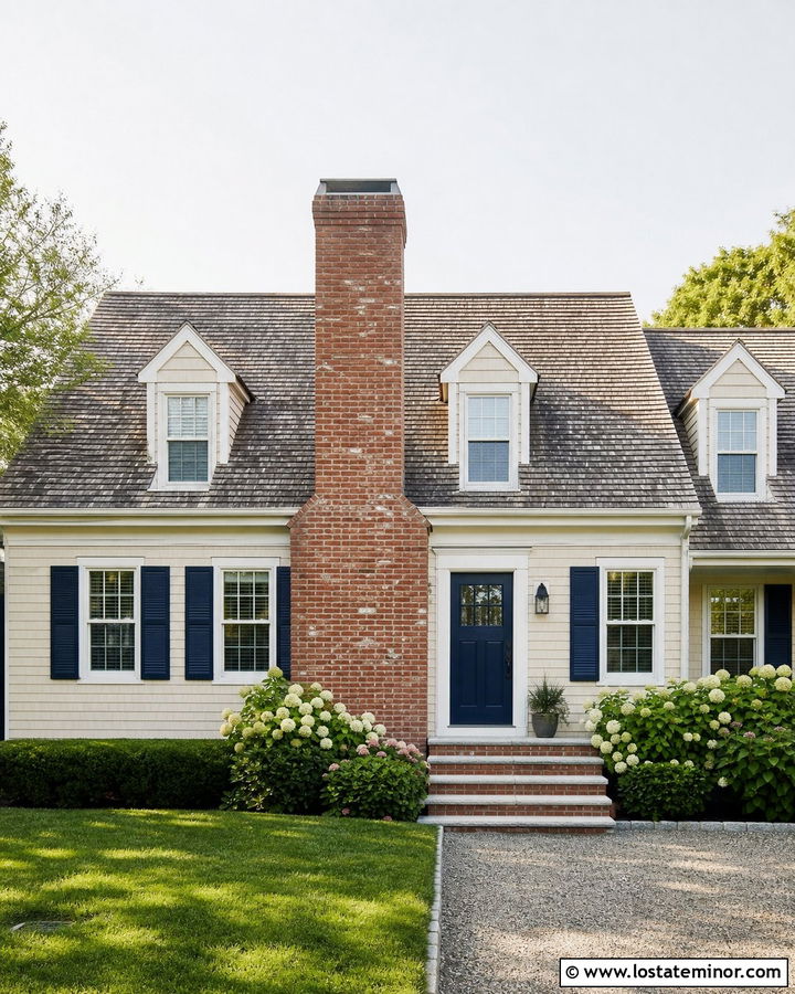 Beige Cape Cod House With Center Chimney - 30 Beige House Design With Chimney Ideas