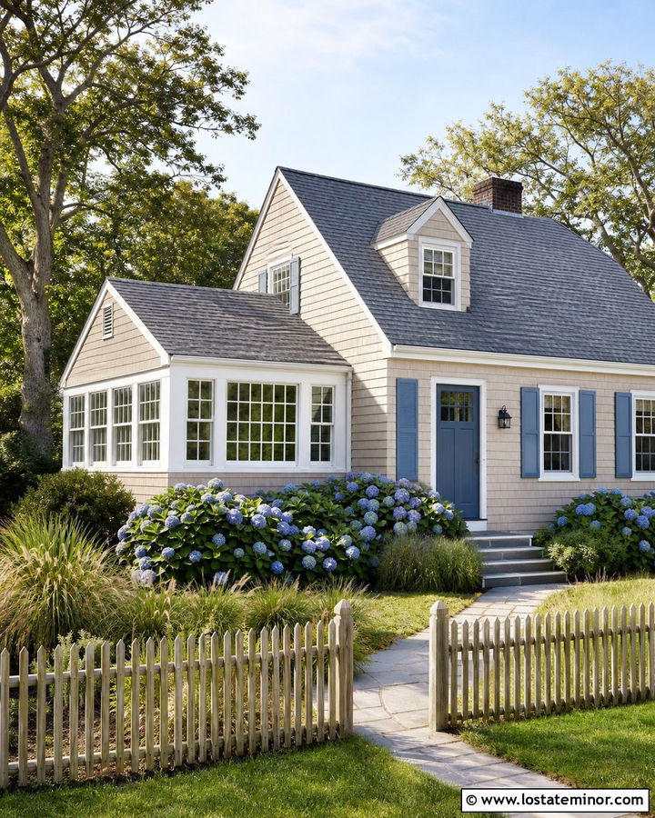 Beige Cape Cod House With Gable Sunroom - 30 Beige House Design With Sunroom Ideas