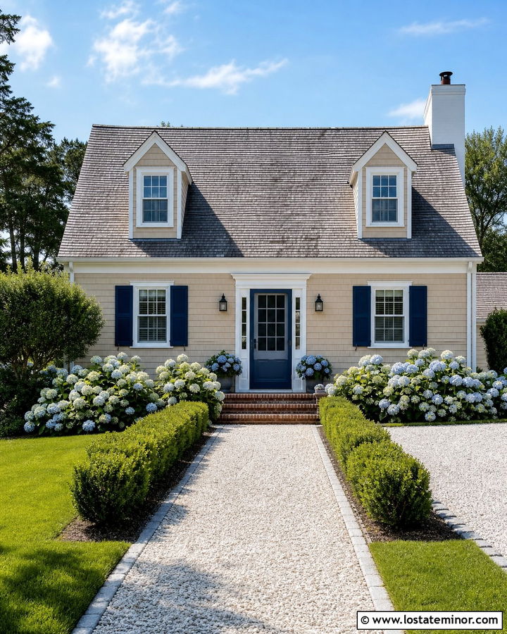 Beige Cape Cod House With Navy Screen Door - 30 Beige House Design With Screen Door Ideas