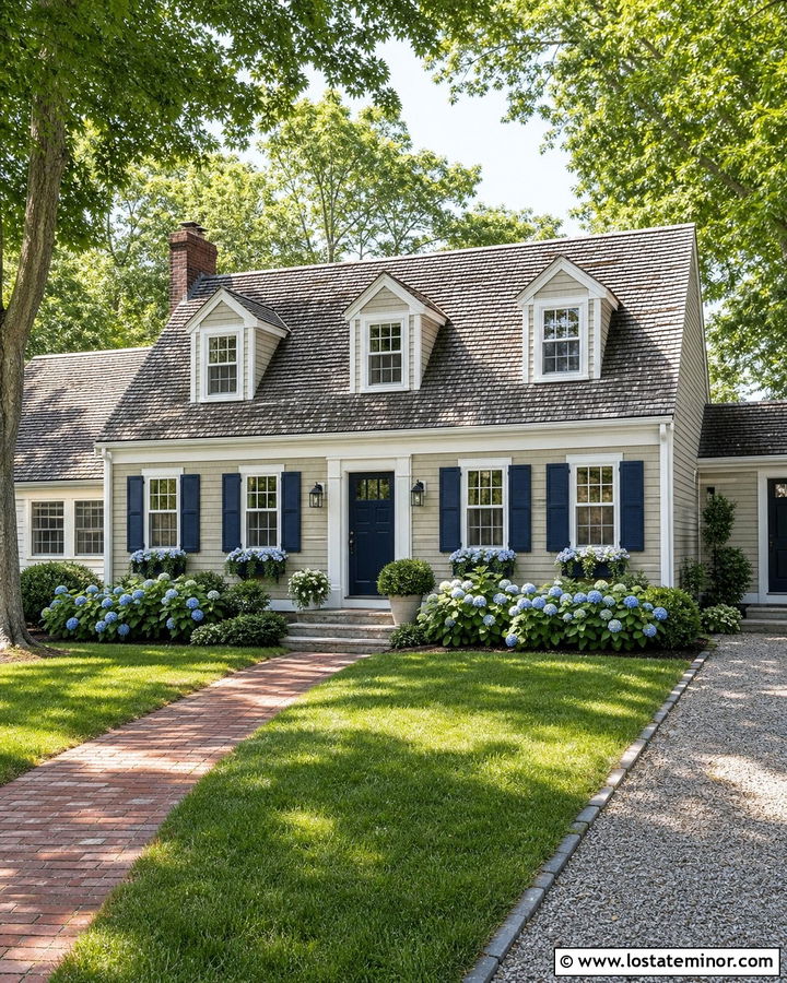 Beige Cape Cod With Gabled Dormers - 30 Beige House Design With Gables Ideas