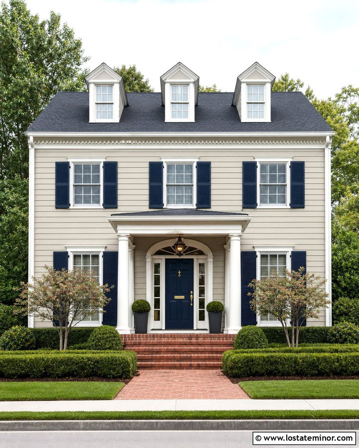 Beige Colonial With Navy Dutch Door - 30 Beige House Design With Dutch Door Ideas