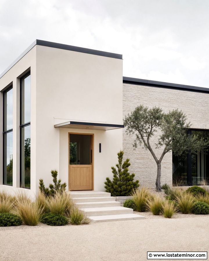 Beige Contemporary House With White Oak Dutch Door - 30 Beige House Design With Dutch Door Ideas