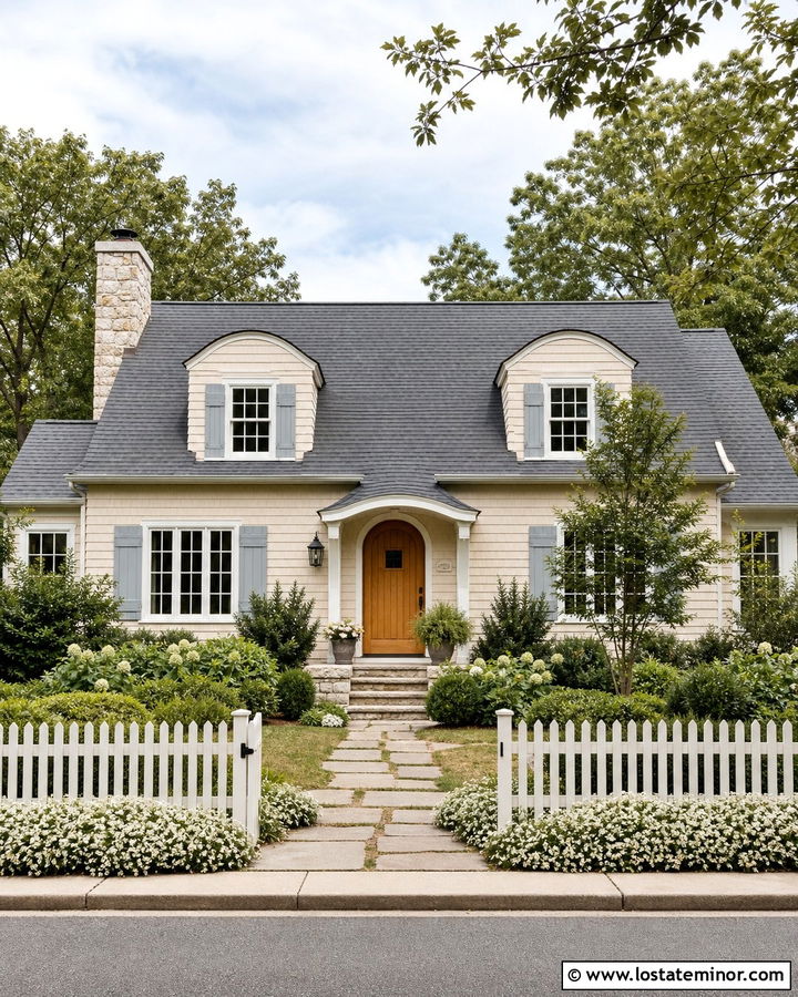 Beige Cottage House With Arched Dormers - 30 Beige House Design With Dormers Ideas