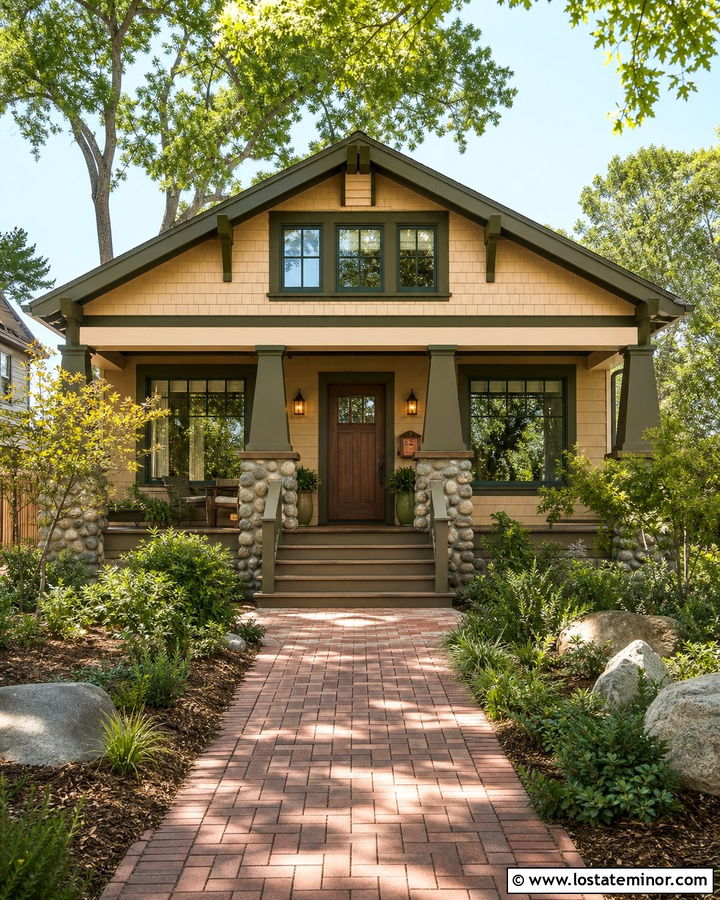 Beige Craftsman House With Copper Mailbox - 30 Beige House Design With Mailbox Ideas
